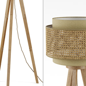 Vicco Lampada da terra Rattan/crema 45 x 142 cm