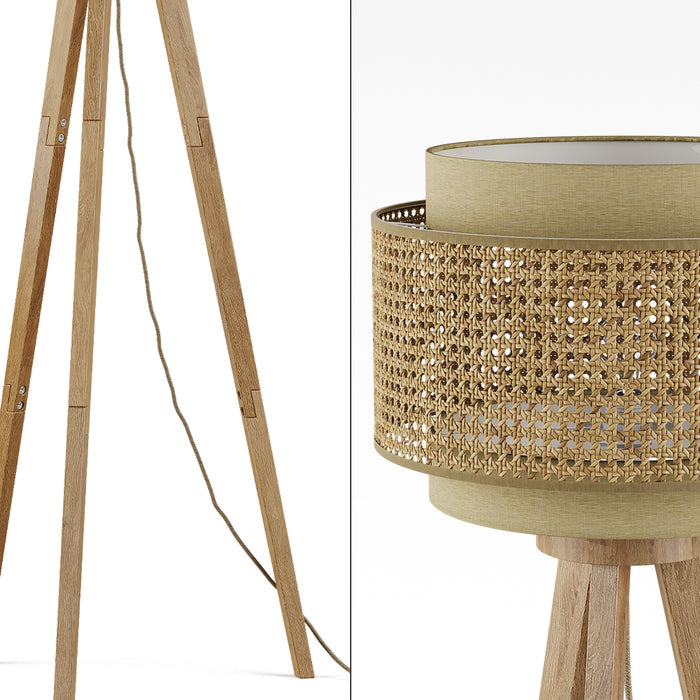 Vicco Lampada da terra Rattan/crema 45 x 142 cm