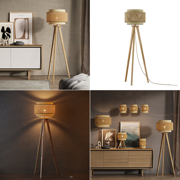 Vicco Lampada da terra Rattan/crema 45 x 142 cm