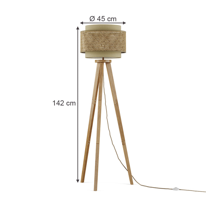 Vicco Lampada da terra Rattan/crema 45 x 142 cm