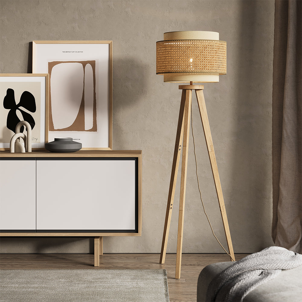 Vicco Lampada da terra Rattan/crema 45 x 142 cm