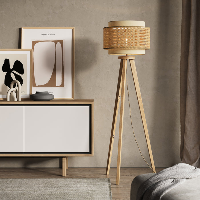 Vicco Lampada da terra Rattan/crema 45 x 142 cm