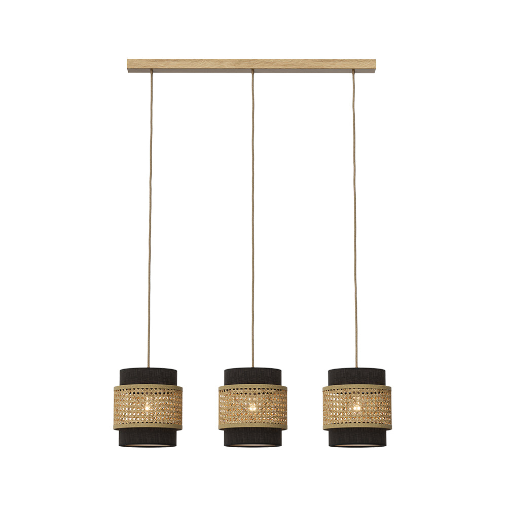 Vicco Lampada a sospensione a 3 pezzi Rattan/nero 70 x 120 cm