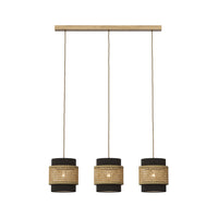 Vicco Lampada a sospensione a 3 pezzi Rattan/nero 70 x 120 cm
