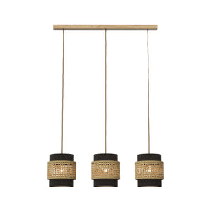 Vicco Lampada a sospensione a 3 pezzi Rattan/nero 70 x 120 cm