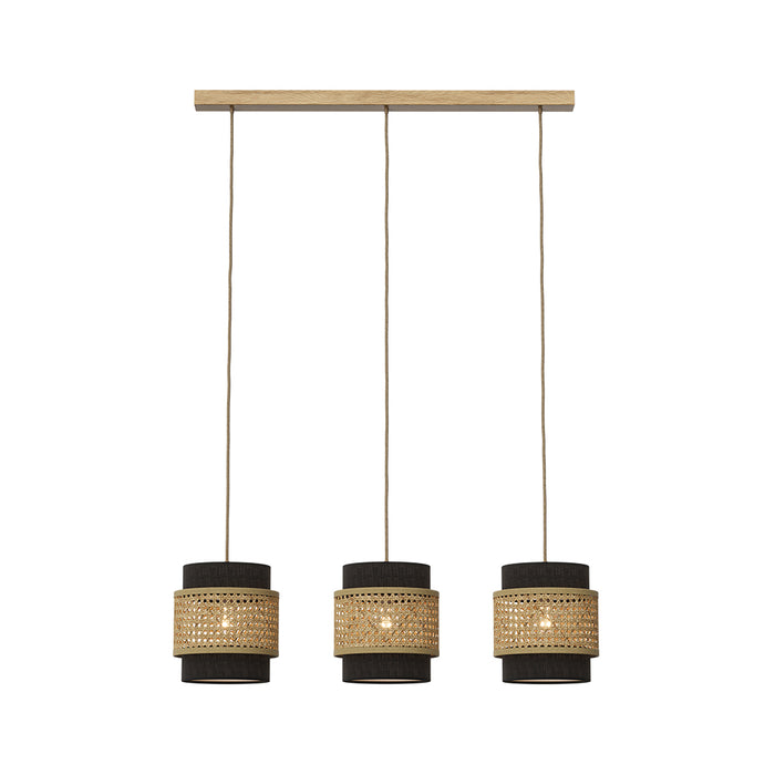 Vicco Lampada a sospensione a 3 pezzi Rattan/nero 70 x 120 cm
