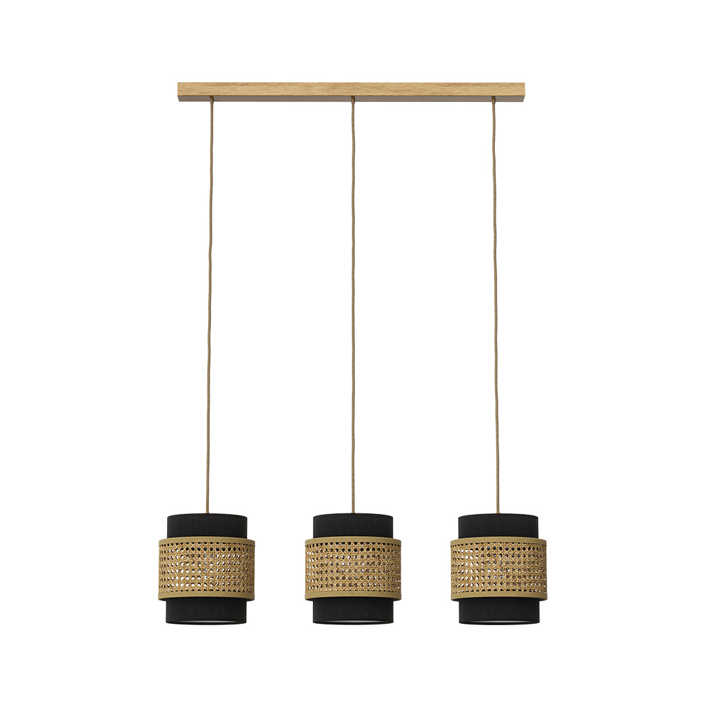 Vicco Lampada a sospensione a 3 pezzi Rattan/nero 70 x 120 cm