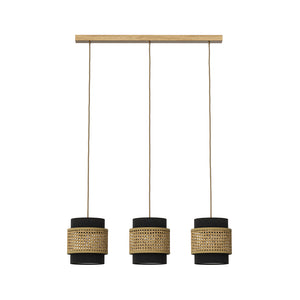Vicco Lampada a sospensione a 3 pezzi Rattan/nero 70 x 120 cm