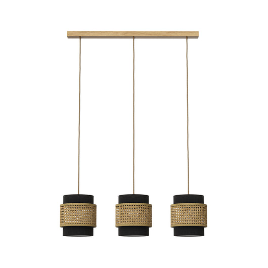 Vicco Lampada a sospensione a 3 pezzi Rattan/nero 70 x 120 cm