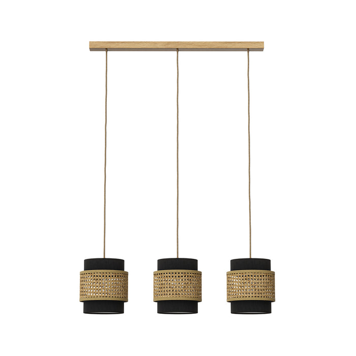 Vicco Lampada a sospensione a 3 pezzi Rattan/nero 70 x 120 cm