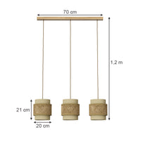 Vicco Lampada a sospensione 3pcs Rattan/crema 70 x 120 cm