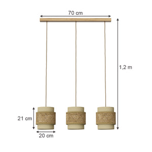 Vicco Lampada a sospensione 3pcs Rattan/crema 70 x 120 cm