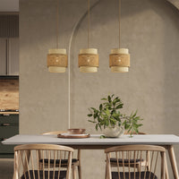 Vicco Lampada a sospensione 3pcs Rattan/crema 70 x 120 cm