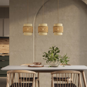 Vicco Lampada a sospensione 3pcs Rattan/crema 70 x 120 cm