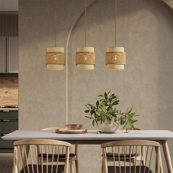 Vicco Lampada a sospensione 3pcs Rattan/crema 70 x 120 cm