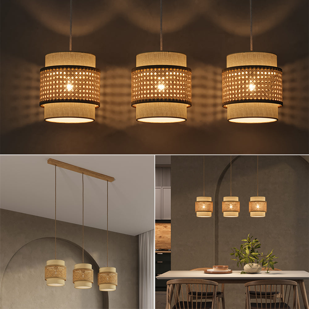 Vicco Lampada a sospensione 3pcs Rattan/crema 70 x 120 cm
