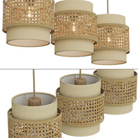 Vicco Lampada a sospensione 3pcs Rattan/crema 70 x 120 cm