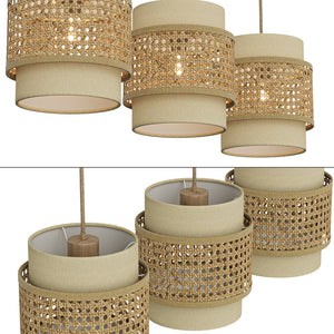 Vicco Lampada a sospensione 3pcs Rattan/crema 70 x 120 cm