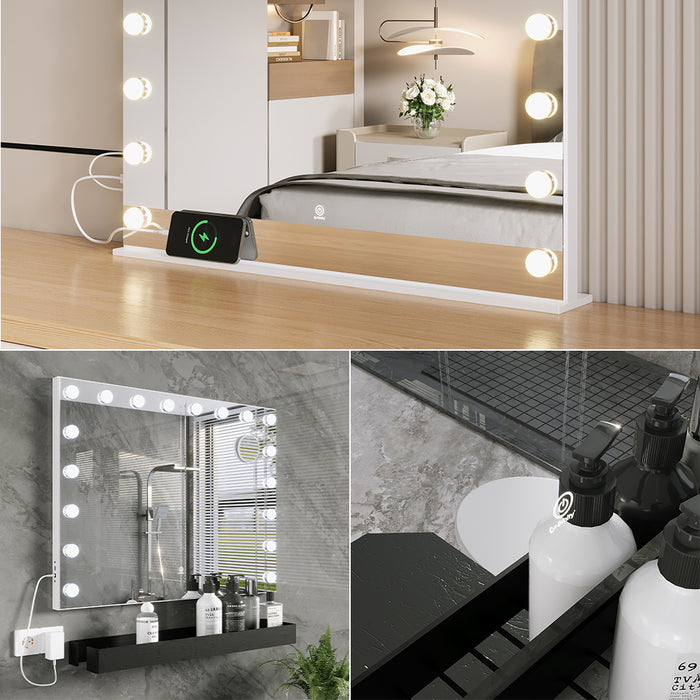 Vicco Specchio da toilette Bianco 80 x 61 cm con illuminazione a LED