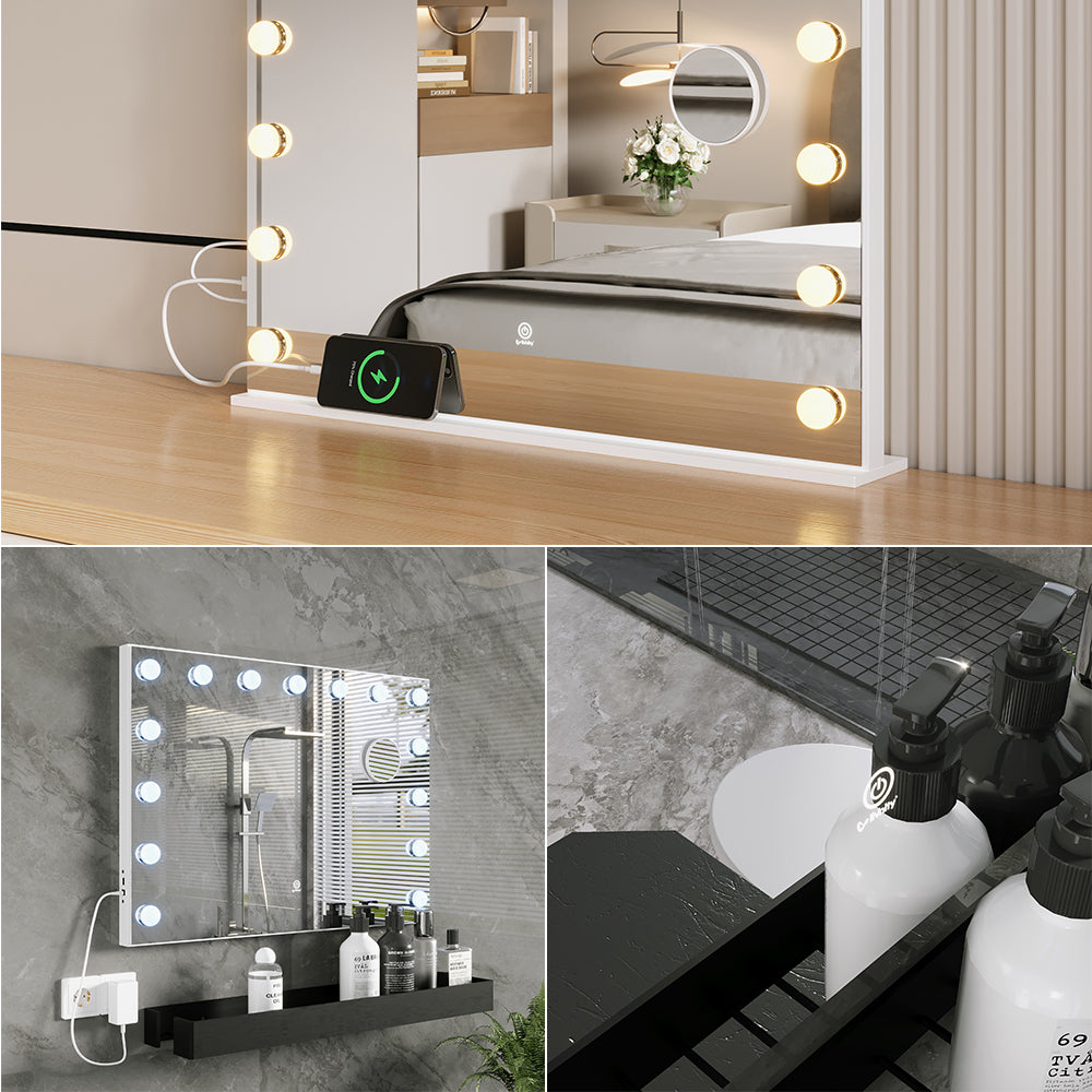 Vicco Specchio da toilette Bianco 58 x 47 cm con illuminazione a LED