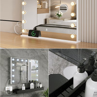 Vicco Specchio da toilette Bianco 58 x 47 cm con illuminazione a LED