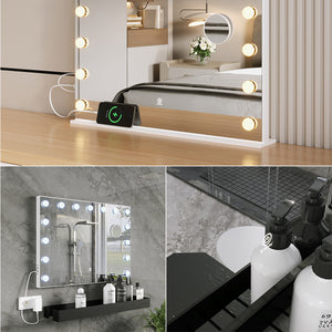 Vicco Specchio da toilette Bianco 58 x 47 cm con illuminazione a LED