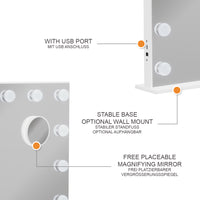 Vicco Specchio da toilette Bianco 80 x 61 cm con illuminazione a LED