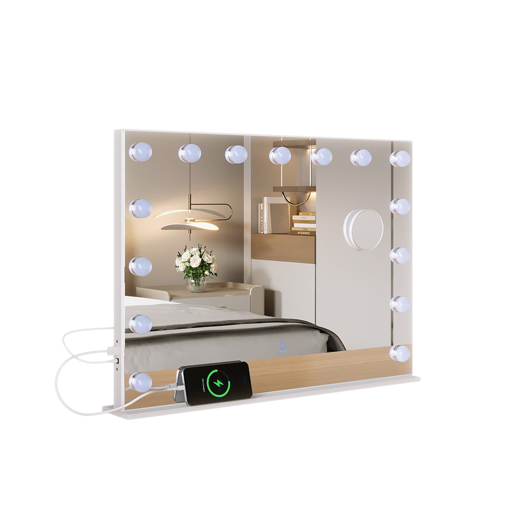 Vicco Specchio da toilette Bianco 58 x 47 cm con illuminazione a LED