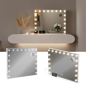 Vicco Specchio da toilette Bianco 80 x 61 cm con illuminazione a LED