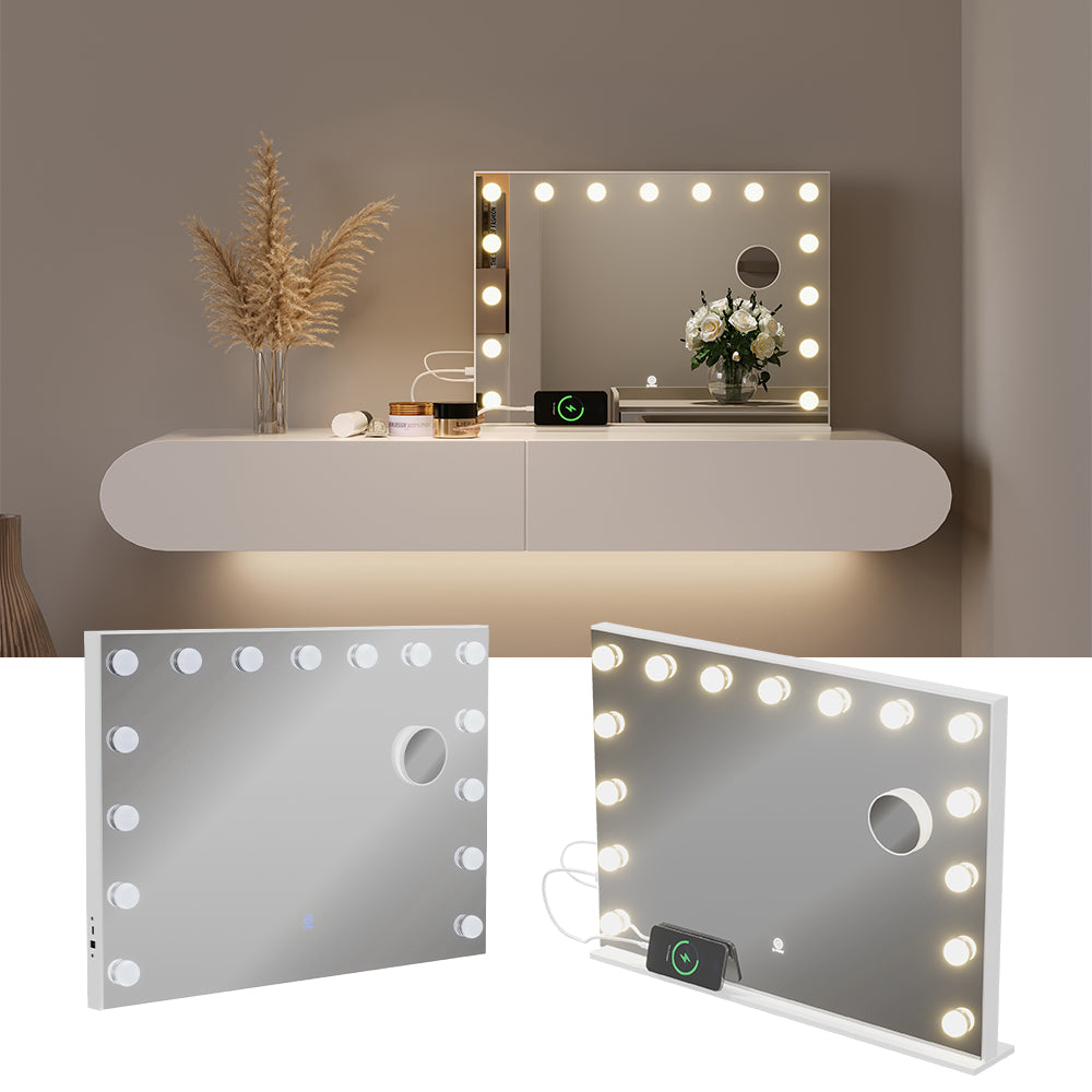 Vicco Specchio da toilette Bianco 58 x 47 cm con illuminazione a LED