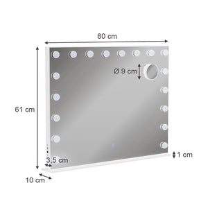 Vicco Specchio da toilette Bianco 80 x 61 cm con illuminazione a LED