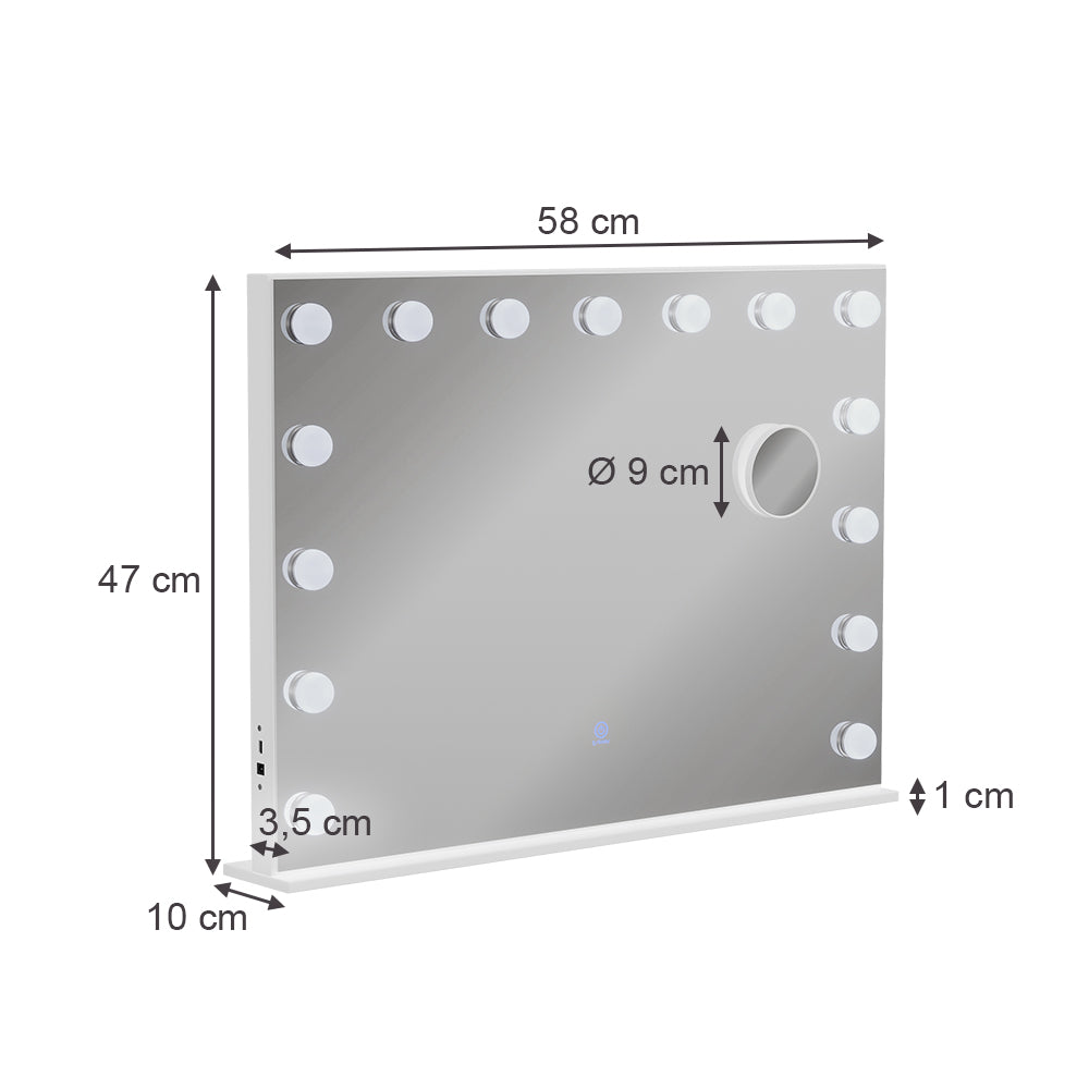 Vicco Specchio da toilette Bianco 58 x 47 cm con illuminazione a LED