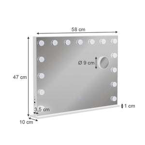 Vicco Specchio da toilette Bianco 58 x 47 cm con illuminazione a LED