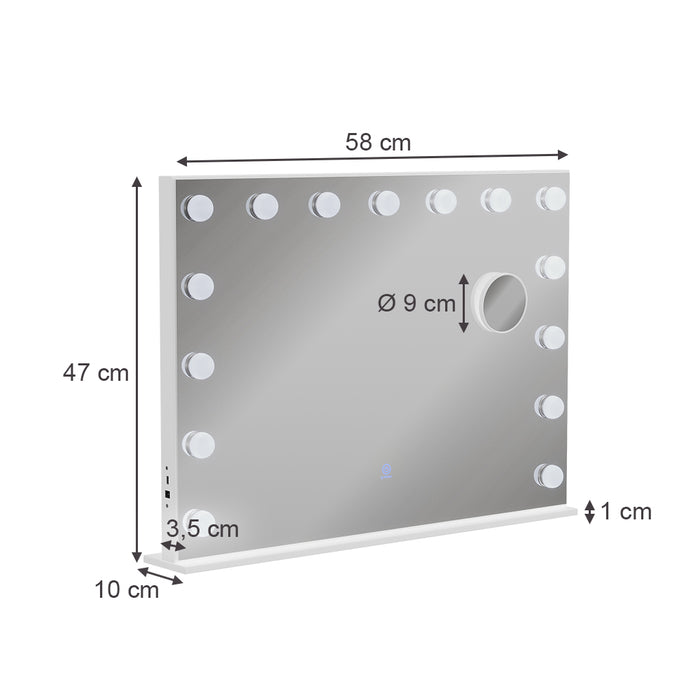 Vicco Specchio da toilette Bianco 58 x 47 cm con illuminazione a LED