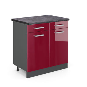 Vicco Mobiletto base per cucina Rosso lucido 80 cm , PL Antracite