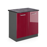 Vicco Mobile lavello cucina Rosso lucido 80 cm , PL Antracite