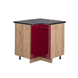 Vicco Mobile ad angolo cucina Rosso bordeaux lucido 80.5 cm , PL Antracite