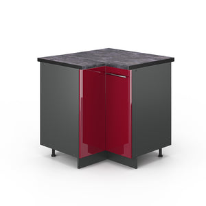 Vicco Mobile ad angolo cucina Rosso bordeaux lucido 80.5 cm , PL Antracite