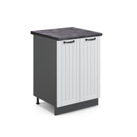 Vicco Mobiletto base cucina Bianco casa di campagna 60 cm , PL Antracite