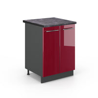 Vicco Mobiletto base cucina Rosso bordeaux lucido 60 cm , PL Antracite