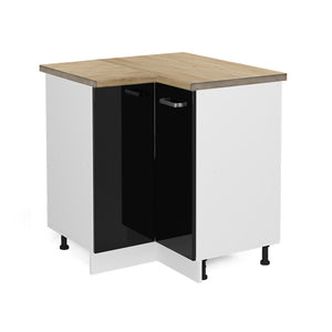 Vicco Mobile ad angolo cucina Nero lucido 75.6 cm , PL Rovere