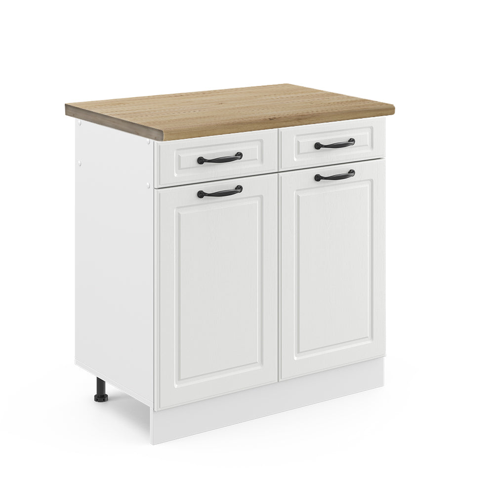 Vicco Mobiletto base per cucina Bianco casa di campagna 80 cm , PL Rovere