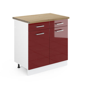 Vicco Mobiletto base per cucina Rosso lucido 80 cm , PL Rovere