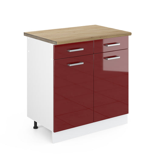Vicco Mobiletto base per cucina Rosso lucido 80 cm , PL Rovere