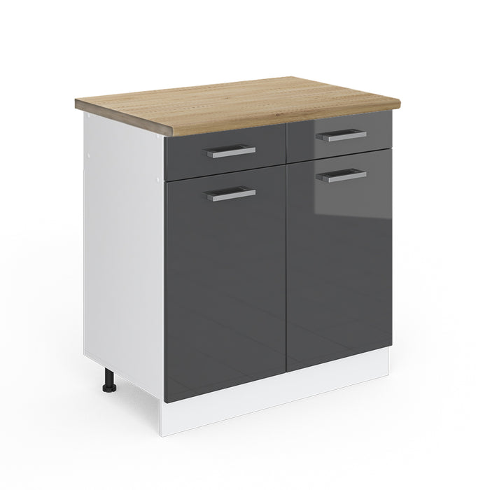 Vicco Mobiletto base per cucina Antracite lucido 80 cm , PL Rovere