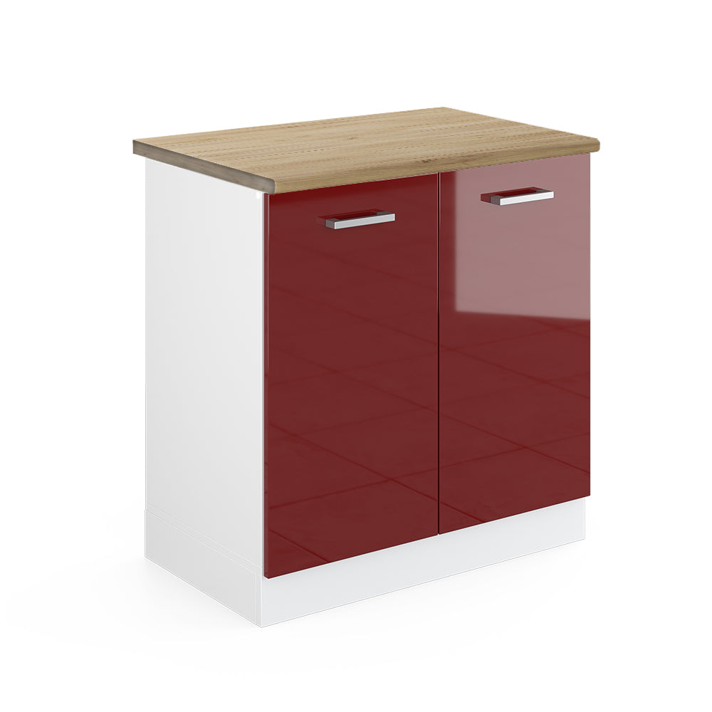 Vicco Mobile lavello cucina Rosso lucido 80 cm , PL Rovere