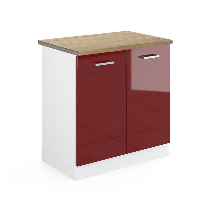 Vicco Mobile lavello cucina Rosso lucido 80 cm , PL Rovere
