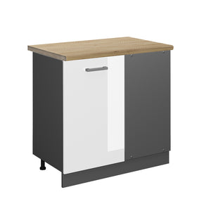 Vicco Mobile ad angolo cucina Bianco lucido 86 cm , PL Rovere