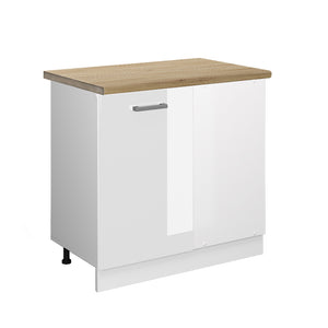 Vicco Mobile ad angolo cucina Bianco lucido 86 cm , PL Rovere