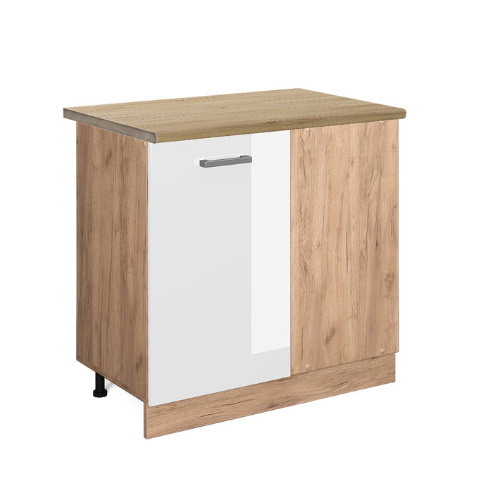 Vicco Mobile ad angolo cucina Bianco lucido 86 cm , PL Rovere